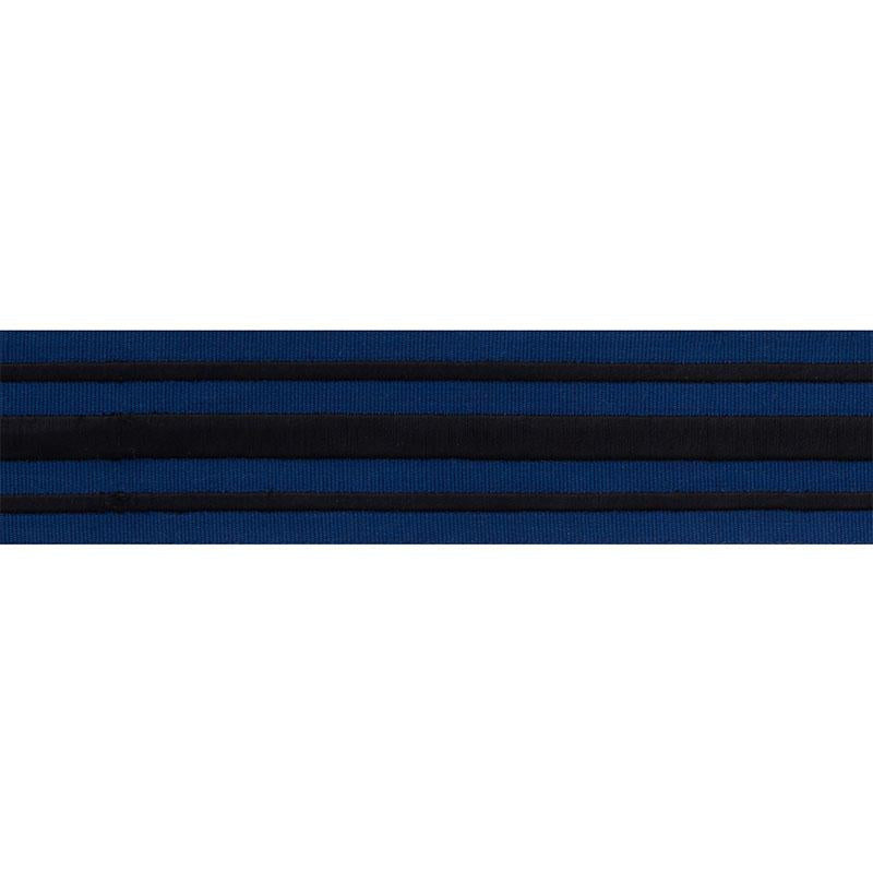 Military Stripe Tape Black On Navy 70780 by Schumacher Designer Trim Miles Redd - Swanky Fabrics -