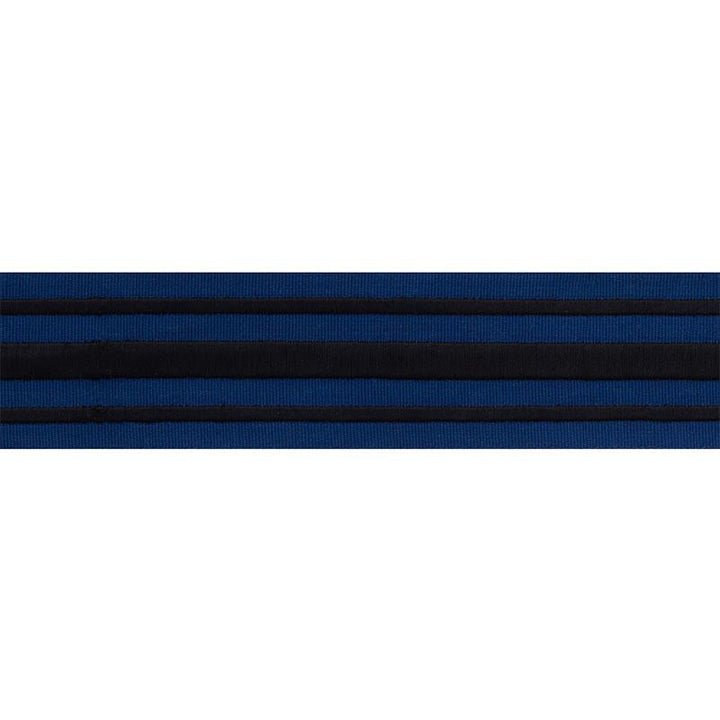 Military Stripe Tape Black On Navy 70780 by Schumacher Designer Trim Miles Redd - Swanky Fabrics -