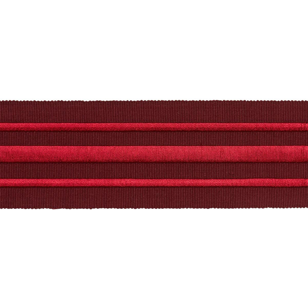 Military Stripe Tape Red On Burgundy 70781 by Schumacher Trim Miles Redd - Fabric Carolina -
