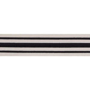 Military Stripe Tape Black On Ivory 70783 by Schumacher Trim