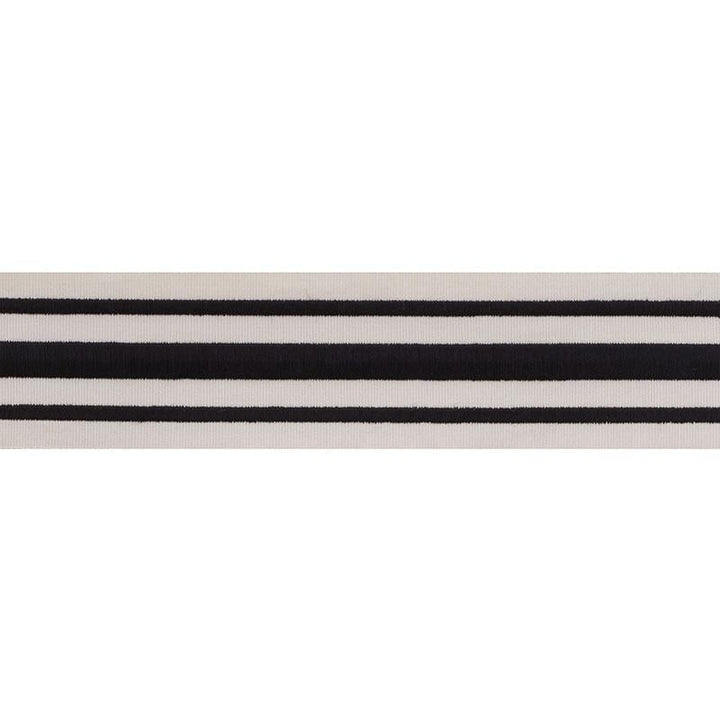 Military Stripe Tape Black On Ivory 70783 by Schumacher Designer Trim Miles Redd - Swanky Fabrics -