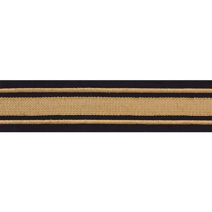 Military Stripe Tape Gold On Black 70784 by Schumacher Designer Trim Miles Redd - Swanky Fabrics -