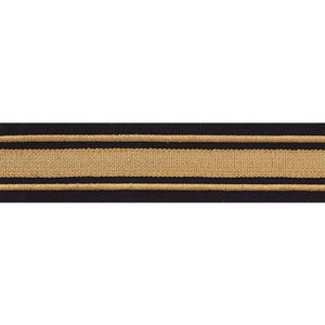 Military Stripe Tape Gold On Black 70784 by Schumacher Trim