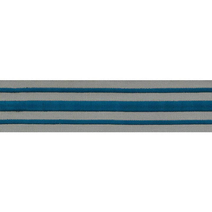 Military Stripe Tape Peacock On Celadon 70785 by Schumacher Designer Trim Miles Redd - Swanky Fabrics -