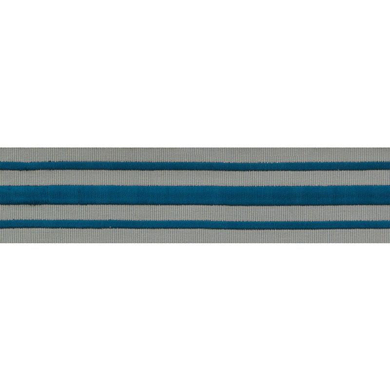 Military Stripe Tape Peacock On Celadon 70785 by Schumacher Trim Miles Redd - Fabric Carolina -