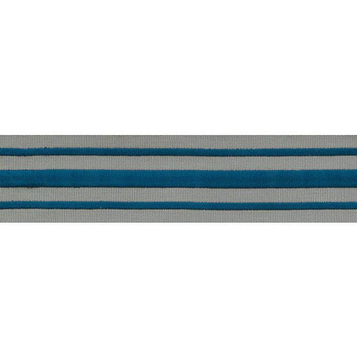 Military Stripe Tape Peacock On Celadon 70785 by Schumacher Trim Miles Redd - Fabric Carolina -