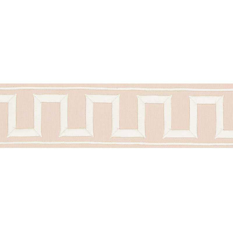 Greek Key Embroidered Tape Blush 70800 by Schumacher Designer Trim Miles Redd 1.8" - Swanky Fabrics -