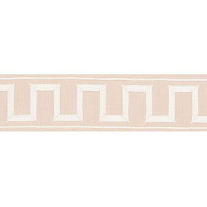 Greek Key Embroidered Tape Blush 70800 by Schumacher Trim