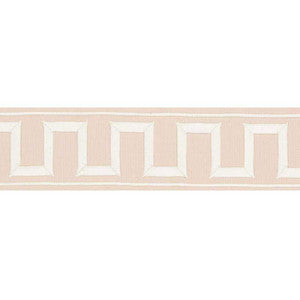 Greek Key Embroidered Tape Blush 70800 by Schumacher Trim
