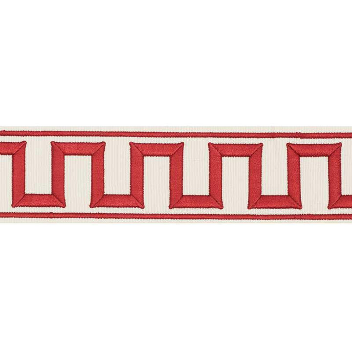 Greek Key Embroidered Tape Red 70794 by Schumacher Trim Miles Redd 1.8" - Fabric Carolina -