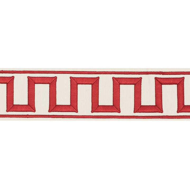 Greek Key Embroidered Tape Red 70794 by Schumacher Designer Trim Miles Redd 1.8" - Swanky Fabrics -