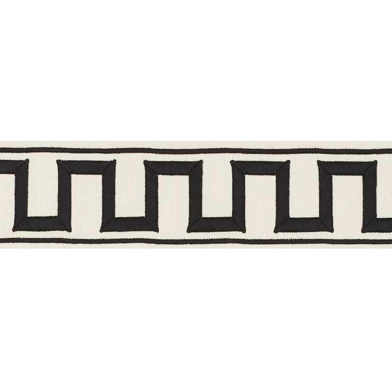 Greek Key Embroidered Tape Black On Ivory 70790 by Schumacher Trim Miles Redd 1.8" - Fabric Carolina -