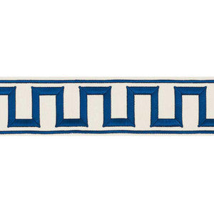 Greek Key Embroidered Tape Blue 70791 by Schumacher Trim