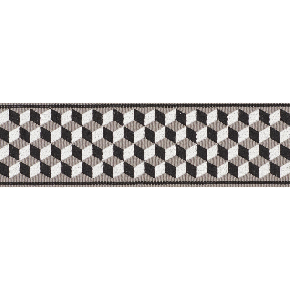 Tumbling Blocks Tape Grisaille & Noir 71260 by Schumacher Trim Miles Redd - Fabric Carolina -