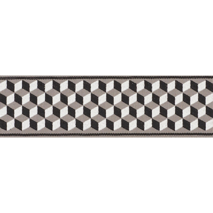 Tumbling Blocks Tape Grisaille & Noir 71260 by Schumacher Trim Miles Redd - Fabric Carolina -