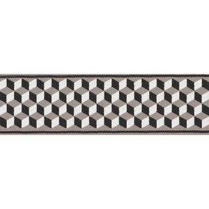 Tumbling Blocks Tape Grisaille & Noir 71260 by Schumacher Trim