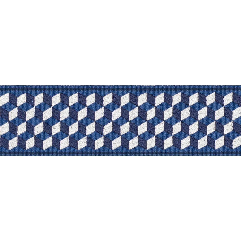 Tumbling Blocks Tape Bleu 71261 by Schumacher Trim Miles Redd - Fabric Carolina -