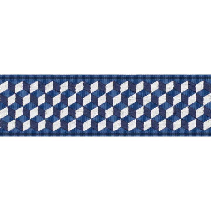 Tumbling Blocks Tape Bleu 71261 by Schumacher Trim Miles Redd - Fabric Carolina -