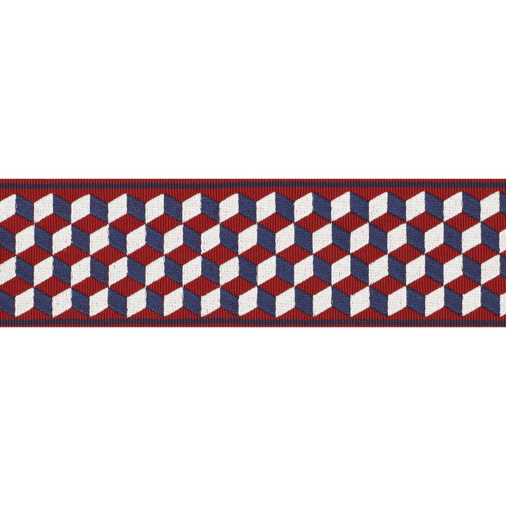 Tumbling Blocks Tape Rouge & Bleu 71262 by Schumacher Trim Miles Redd - Fabric Carolina -