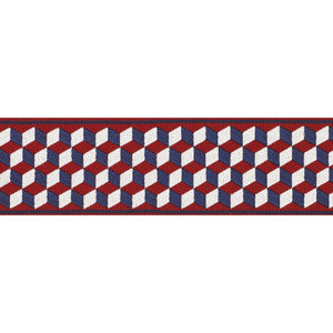 Tumbling Blocks Tape Rouge & Bleu 71262 by Schumacher Trim