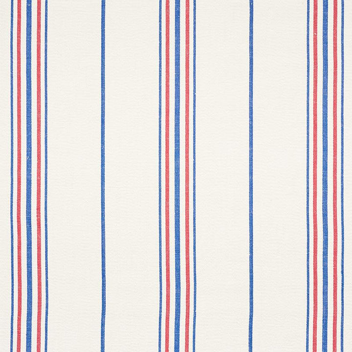 Scarset Stripe Blue & Red 75261 by Schumacher Fabric Chambray 10.75" - Fabric Carolina -