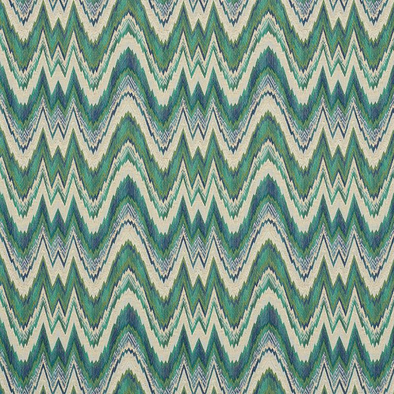 Valkyrie Flame Stitch Emerald & Peacock 68942 by Schumacher Fabric 125Th Anniversary 13.5" - Fabric Carolina -