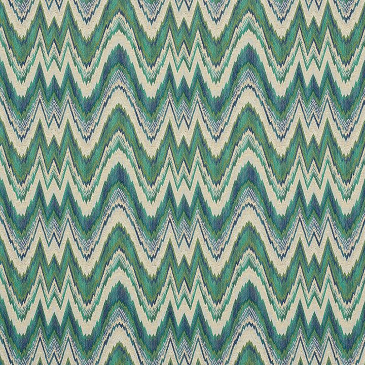 Valkyrie Flame Stitch Emerald & Peacock 68942 by Schumacher Fabric 125Th Anniversary 13.5" - Fabric Carolina -