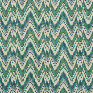 Valkyrie Flame Stitch Emerald & Peacock 68942 by Schumacher Fabric