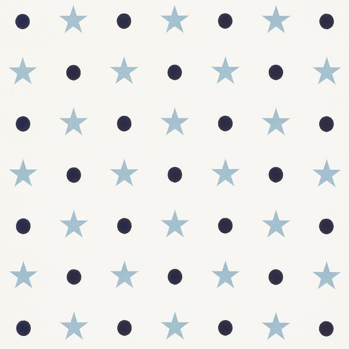 Etoiles Et Points Blues 5008550 by Schumacher Wallpaper French Revolution 5.12" - Fabric Carolina -
