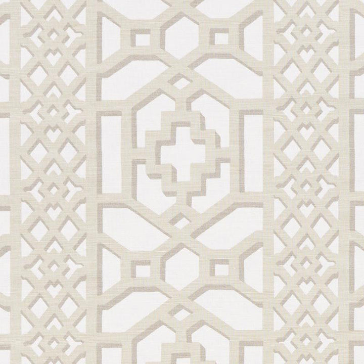 Zanzibar Trellis Matte Sand 175744 by Schumacher Designer Fabric 125Th Anniversary 13.5" - Swanky Fabrics -