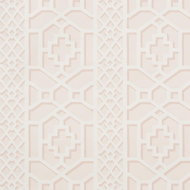 Zanzibar Trellis Blush 5006944 by Schumacher Wallpaper Print Happy 13.5" - Fabric Carolina -