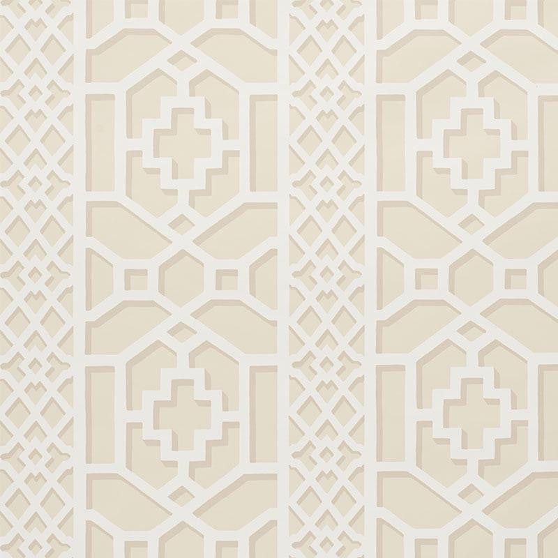 Zanzibar Trellis Sand 5006945 by Schumacher Wallpaper Print Happy 13.5" - Fabric Carolina -