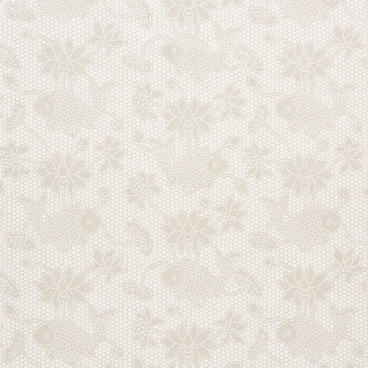 Lotus Batik Natural 5009750 by Schumacher Wallpaper Isola Indoor/Outdoor 14.25" - Fabric Carolina -