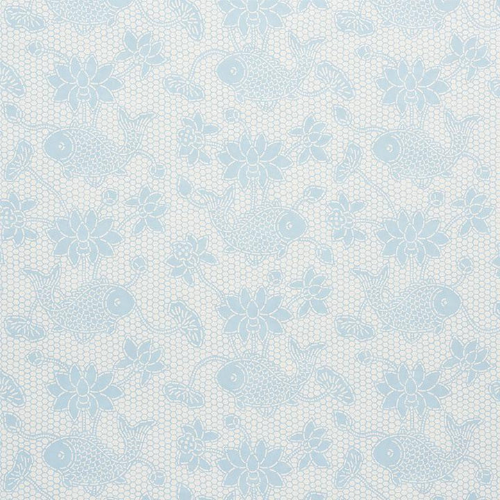 Lotus Batik Sky 5009751 by Schumacher Designer Wallpaper Isola Indoor/Outdoor 14.25" - Swanky Fabrics -