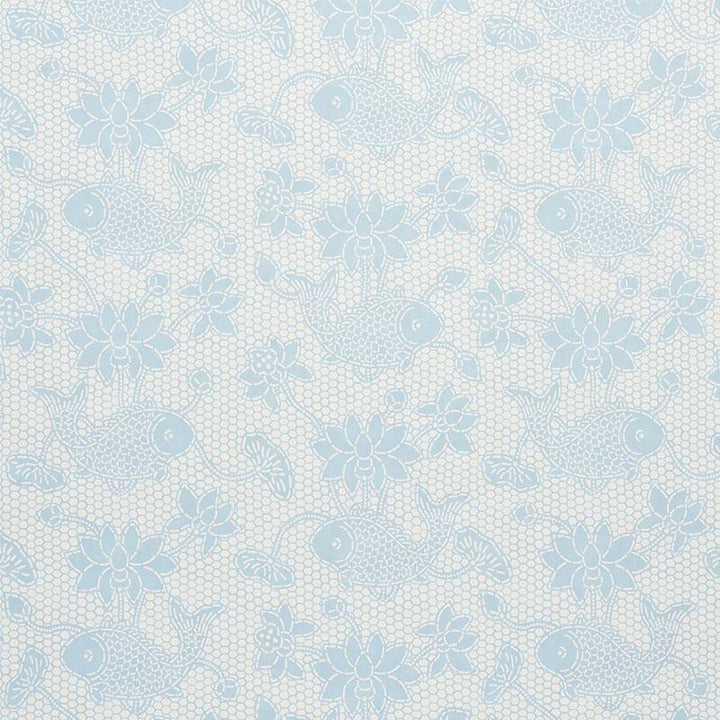 Lotus Batik Sky 5009751 by Schumacher Wallpaper Isola Indoor/Outdoor 14.25" - Fabric Carolina -