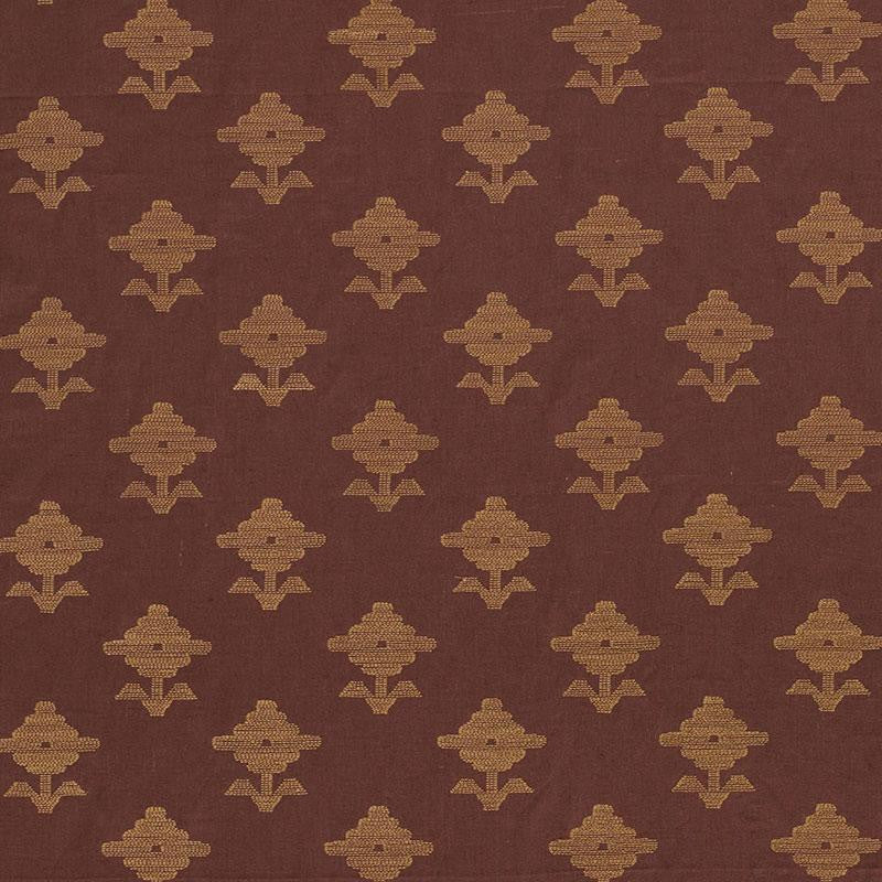 Rubia Embroidery Umber 74162 by Schumacher Designer Fabric Easy Elements 5.75" - Swanky Fabrics -