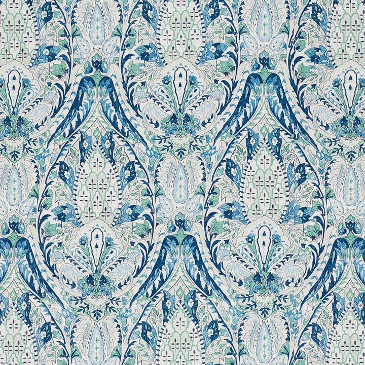 Layla Paisley Blue & Green 177671 by Schumacher Fabric Ottoman Chic 17.75" - Fabric Carolina -
