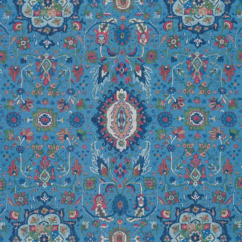 Jahanara Carpet Peacock 172794 by Schumacher Designer Fabric Ottoman Chic 26.75" - Swanky Fabrics -
