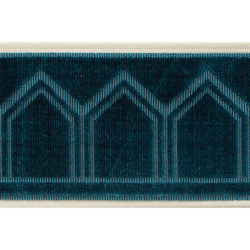 Vizier Velvet Tape Peacock 75730 by Schumacher Trim Ottoman Chic 2.0" - Fabric Carolina -