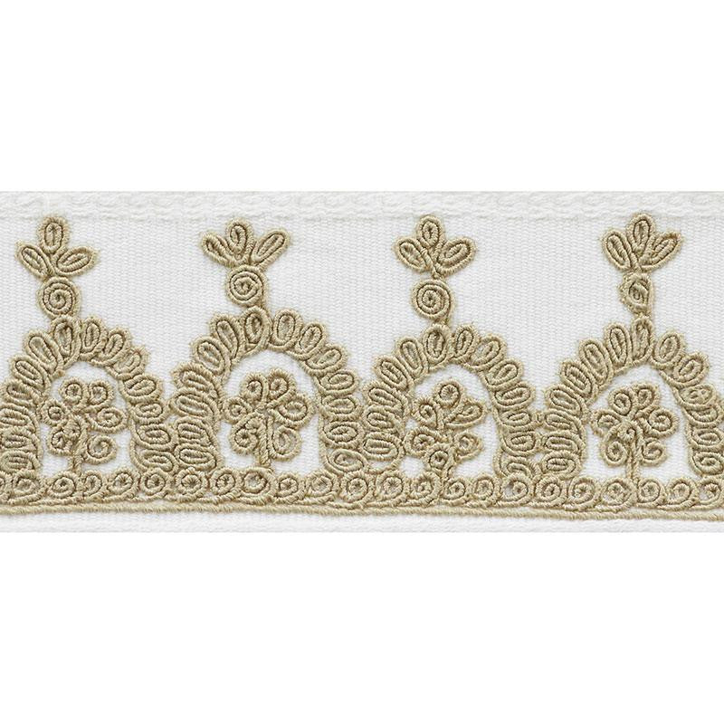 Noelia Embroidered Tape Ivory 74150 by Schumacher Trim Ottoman Chic 1.0" - Fabric Carolina -