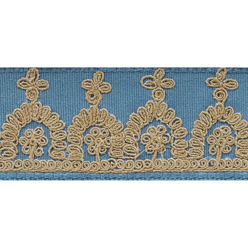 Noelia Embroidered Tape Cadet 74153 by Schumacher Trim Ottoman Chic 1.0" - Fabric Carolina -