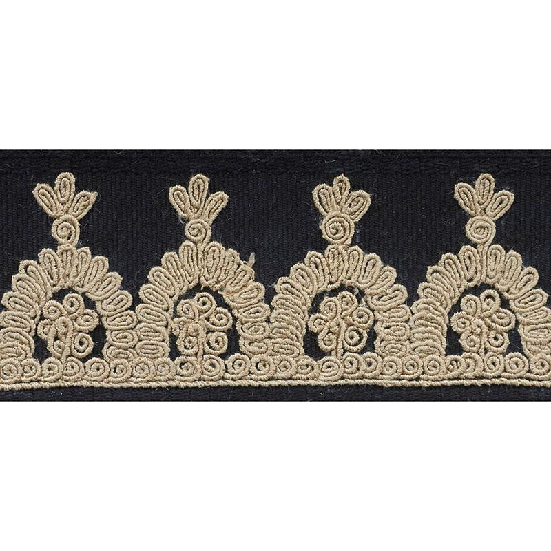Noelia Embroidered Tape Onyx 74154 by Schumacher Trim Ottoman Chic 1.0" - Fabric Carolina -