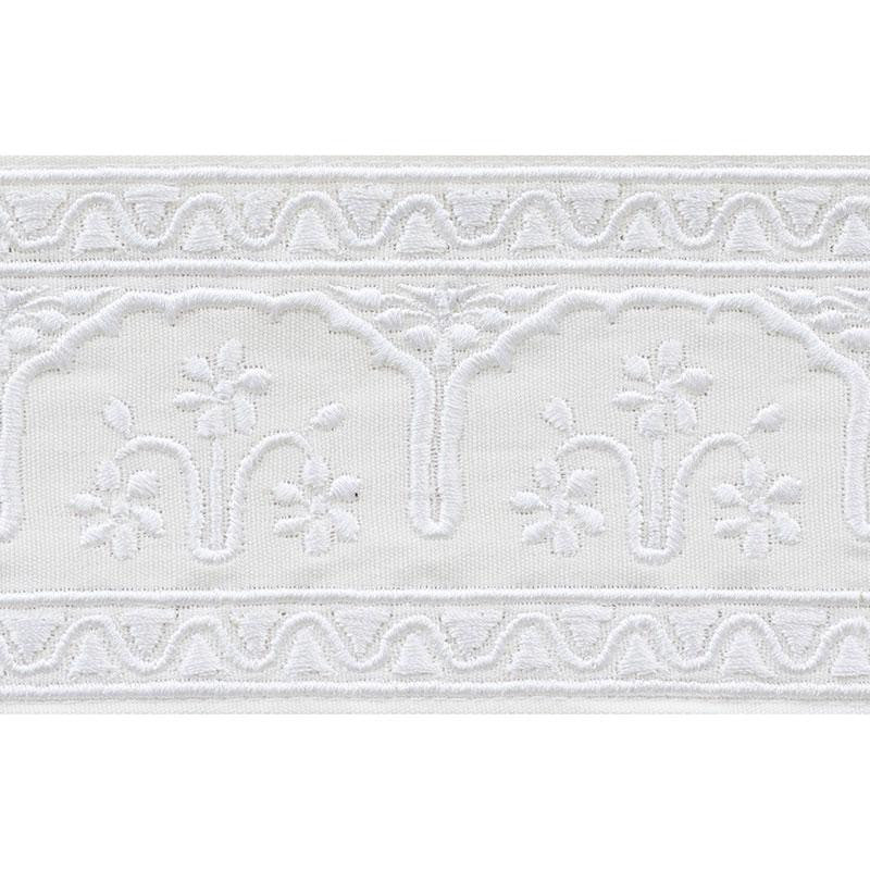 Nikola Tape Ivory 74190 by Schumacher Designer Trim Ottoman Chic 2.5" - Swanky Fabrics -