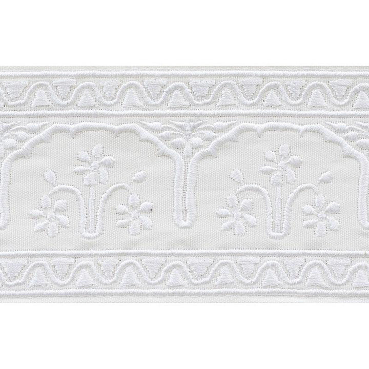 Nikola Tape Ivory 74190 by Schumacher Designer Trim Ottoman Chic 2.5" - Swanky Fabrics -