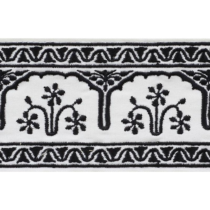 Nikola Tape Black 74194 by Schumacher Designer Trim Ottoman Chic 2.5" - Swanky Fabrics -