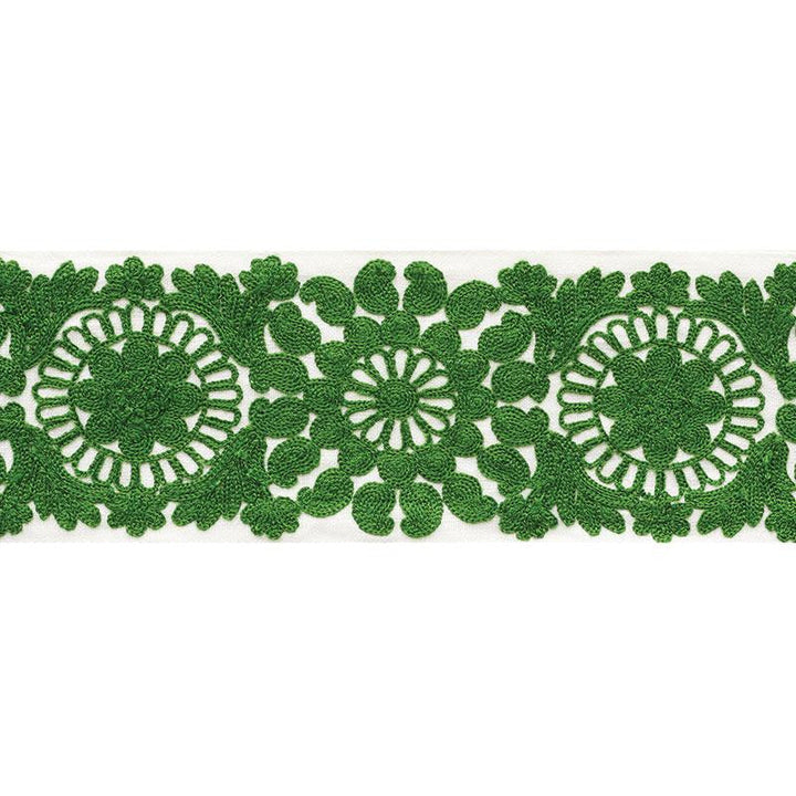 Joelle Tape Green 73623 by Schumacher Designer Trim Happy Together 6.12" - Swanky Fabrics -