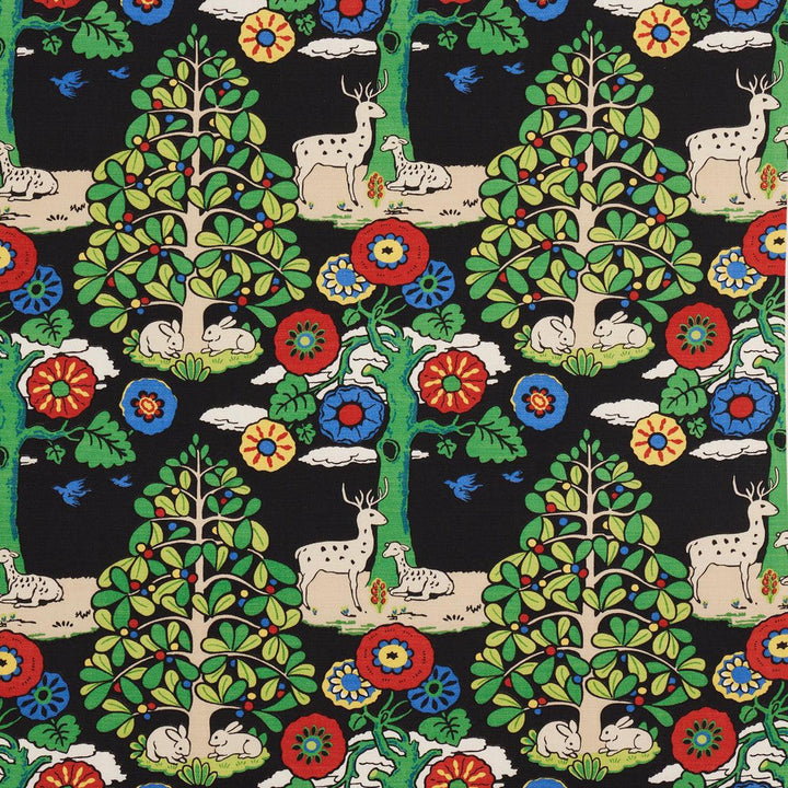 Fantasy Forest Black & Multi 176971 by Schumacher Designer Fabric Once Upon A Time 18.0" - Swanky Fabrics -