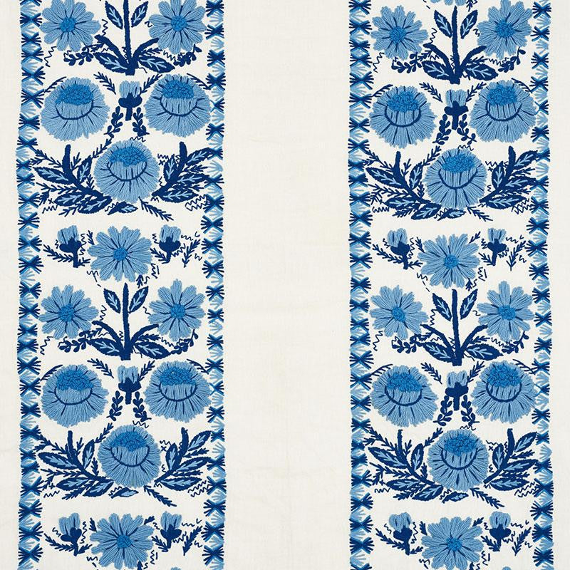 Marguerite Embroidery Sky 72330 by Schumacher Designer Fabric Once Upon A Time 25.0" - Swanky Fabrics -