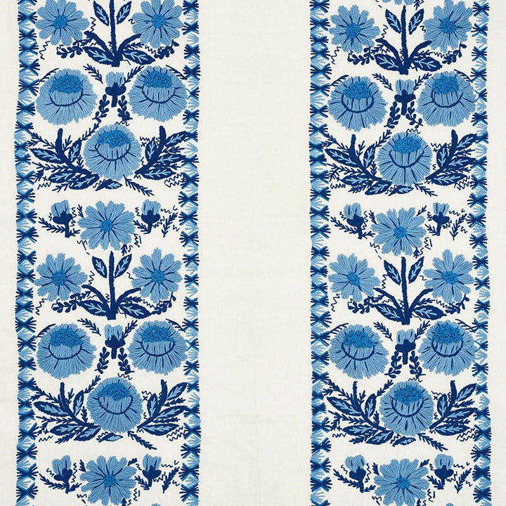 Marguerite Embroidery Sky 72330 by Schumacher Designer Fabric Once Upon A Time 25.0" - Swanky Fabrics -