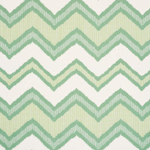 Chevron Ikat Green 72631 by Schumacher Fabric